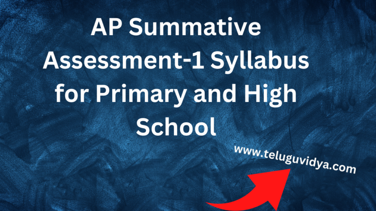 AP SA1 Syllabus 2025 for Primary and High School | AP SA1 Syllabus Breakdown for 1st to 10th Class