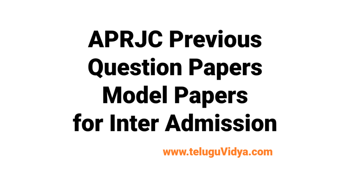 APRJC Previous Question Papers Free Download PDF – Get Model Papers for 2025 Admission