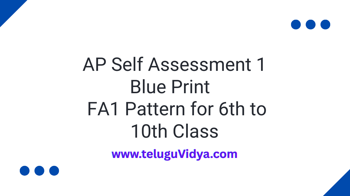 AP Self Assessment 1 Blue Print 2025 Download FA1 Pattern for 6th to 10th Class