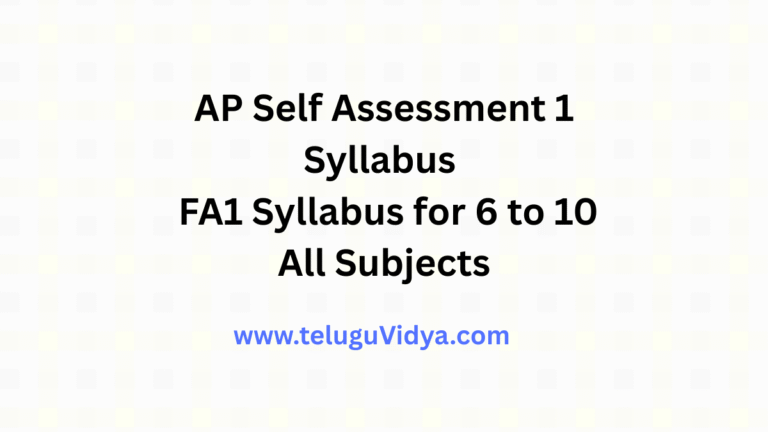 AP Self Assessment 1 Syllabus 2025 Download FA1 Syllabus for 6 to 10 All Subjects