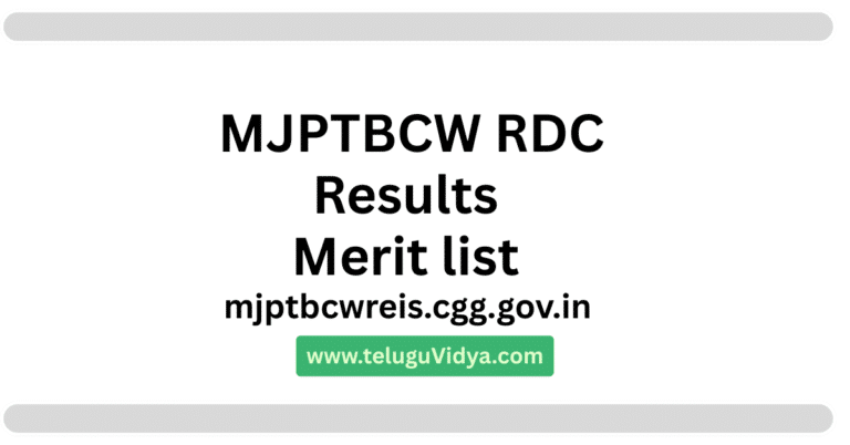 MJPTBCW RDC-2025 Results at mjptbcwreis.cgg.gov.in - Check Now