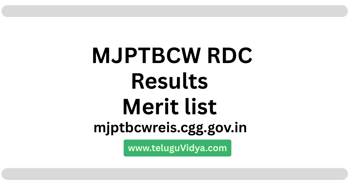 MJPTBCW RDC-2025 Results at mjptbcwreis.cgg.gov.in - Check Now