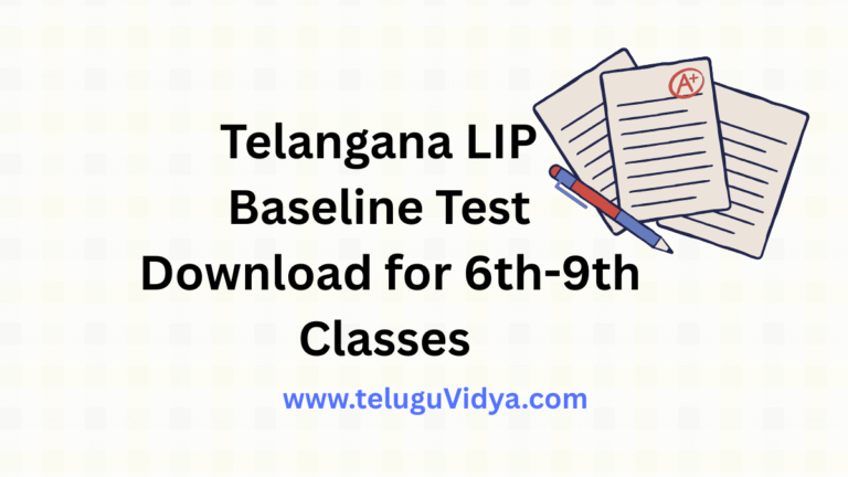 Telangana LIP Baseline Test 2025-26 Download for 6th-9th Classes