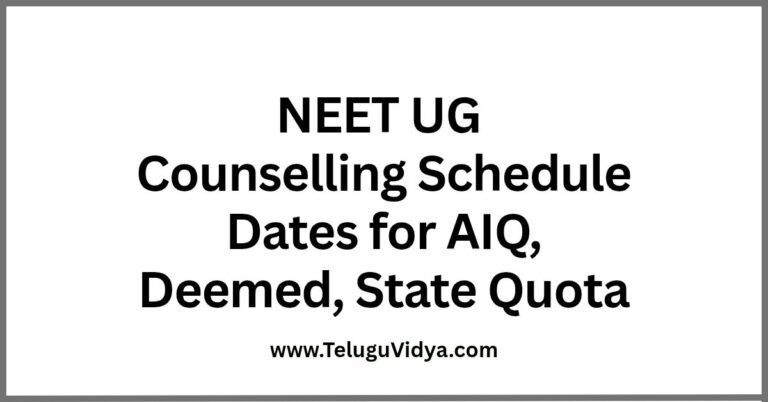 NEET UG Counselling Schedule 2025 Dates for AIQ, Deemed, State Quota