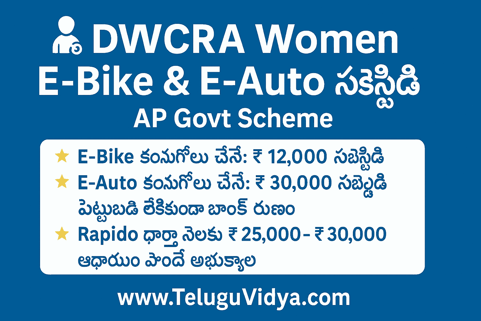 AP DWCRA WOMEN e-bike & e-auto subsidy 2025