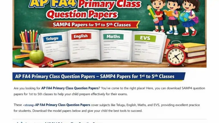 AP FA4 Primary Class Question Papers 2026 15 Best SAMP4 Papers (1st to 5th)